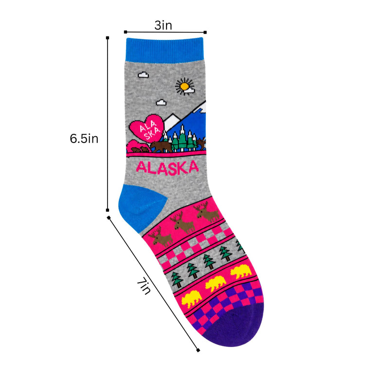 Alaska Patterned Cartoon Grey Ladies Sock