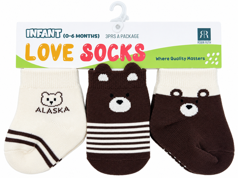 Alaska Infant Bear Socks 3pk