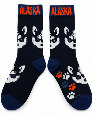 Alaska Youth Navy Eyed Husky Sock