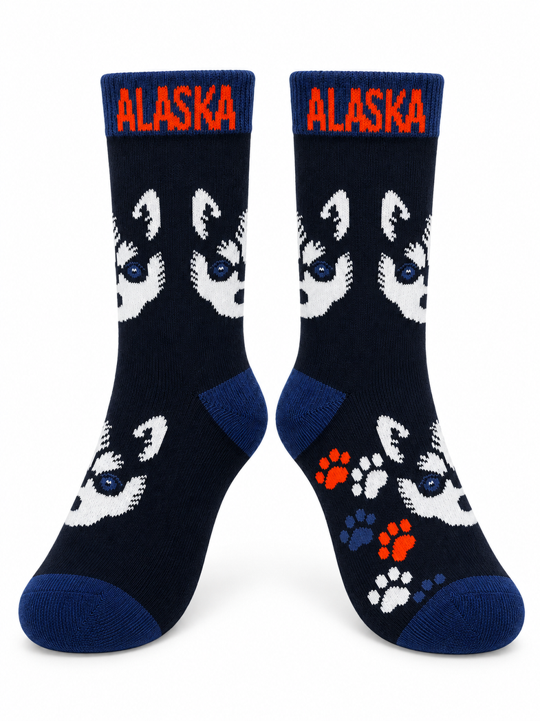 Alaska Youth Navy Eyed Husky Sock