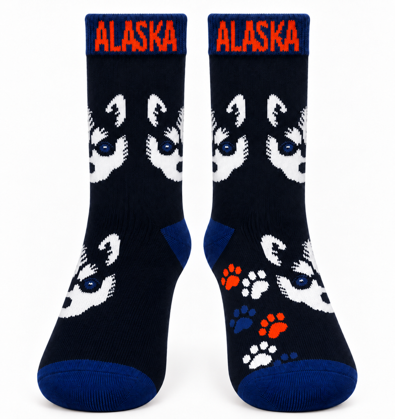 Alaska Youth Navy Eyed Husky Sock