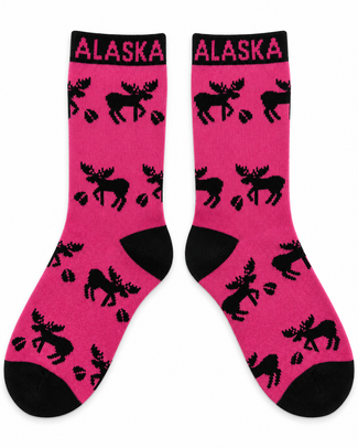 Alaska Youth Pink Moose Sock