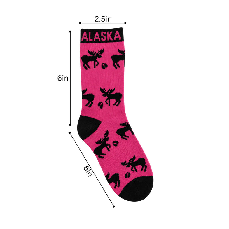 Alaska Youth Pink Moose Sock