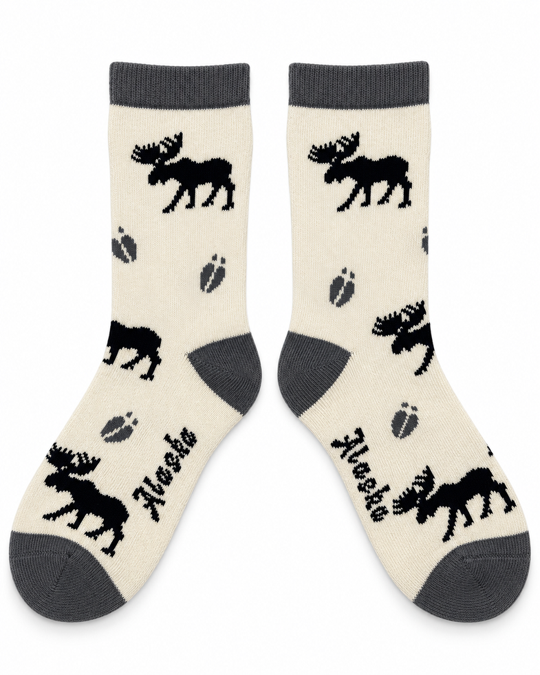 Alaska Youth Cream Moose Sock