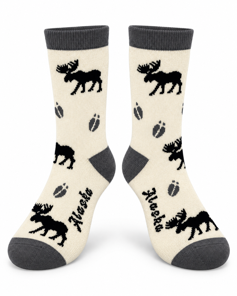 Alaska Youth Cream Moose Sock