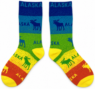 Alaska Youth Rainbow Moose Sock