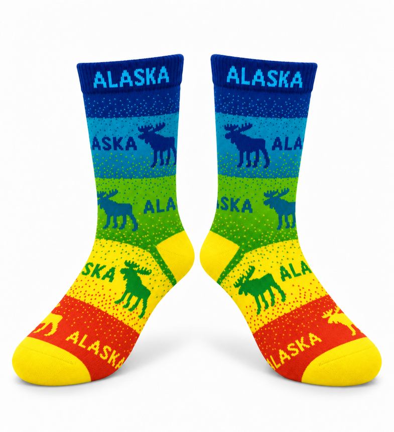 Alaska Youth Rainbow Moose Sock