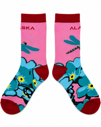 Alaska Youth Dragon Fly Forget-Me-Not Sock