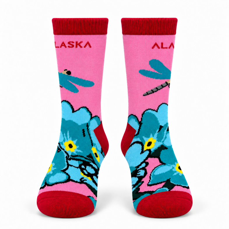 Alaska Youth Dragon Fly Forget-Me-Not Sock