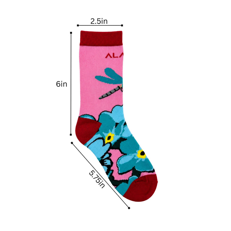 Alaska Youth Dragon Fly Forget-Me-Not Sock