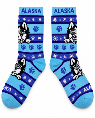 Alaska Youth Husky w/Glasses Sock
