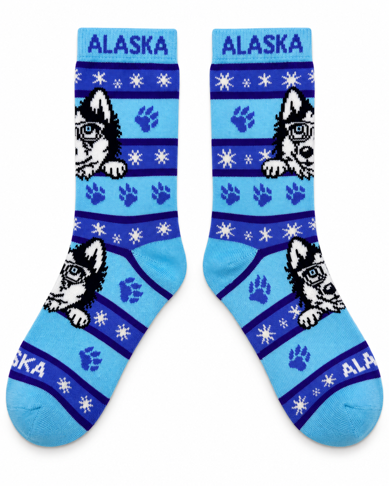 Alaska Youth Husky w/Glasses Sock