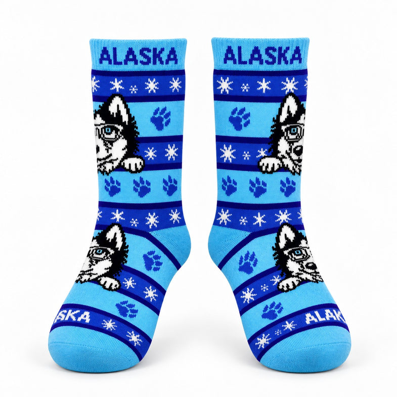Alaska Youth Husky w/Glasses Sock